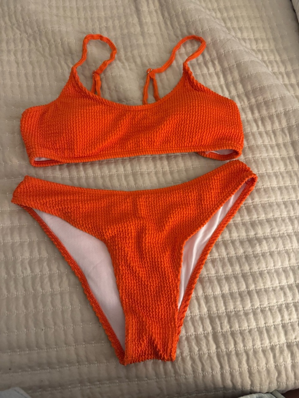 SHEIN Orange Textured Bikini Set